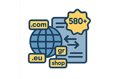 580+ Καταλήξεις για Domain Κατοχύρωση ή Μεταφορά